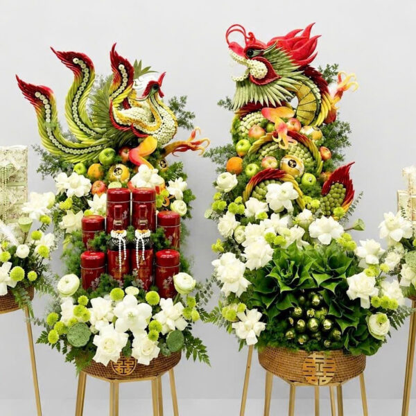 Mâm Quả Cưới Hỏi Rồng Phụng Cần Đước | Sang Trọng, Ý Nghĩa Ngày Cưới