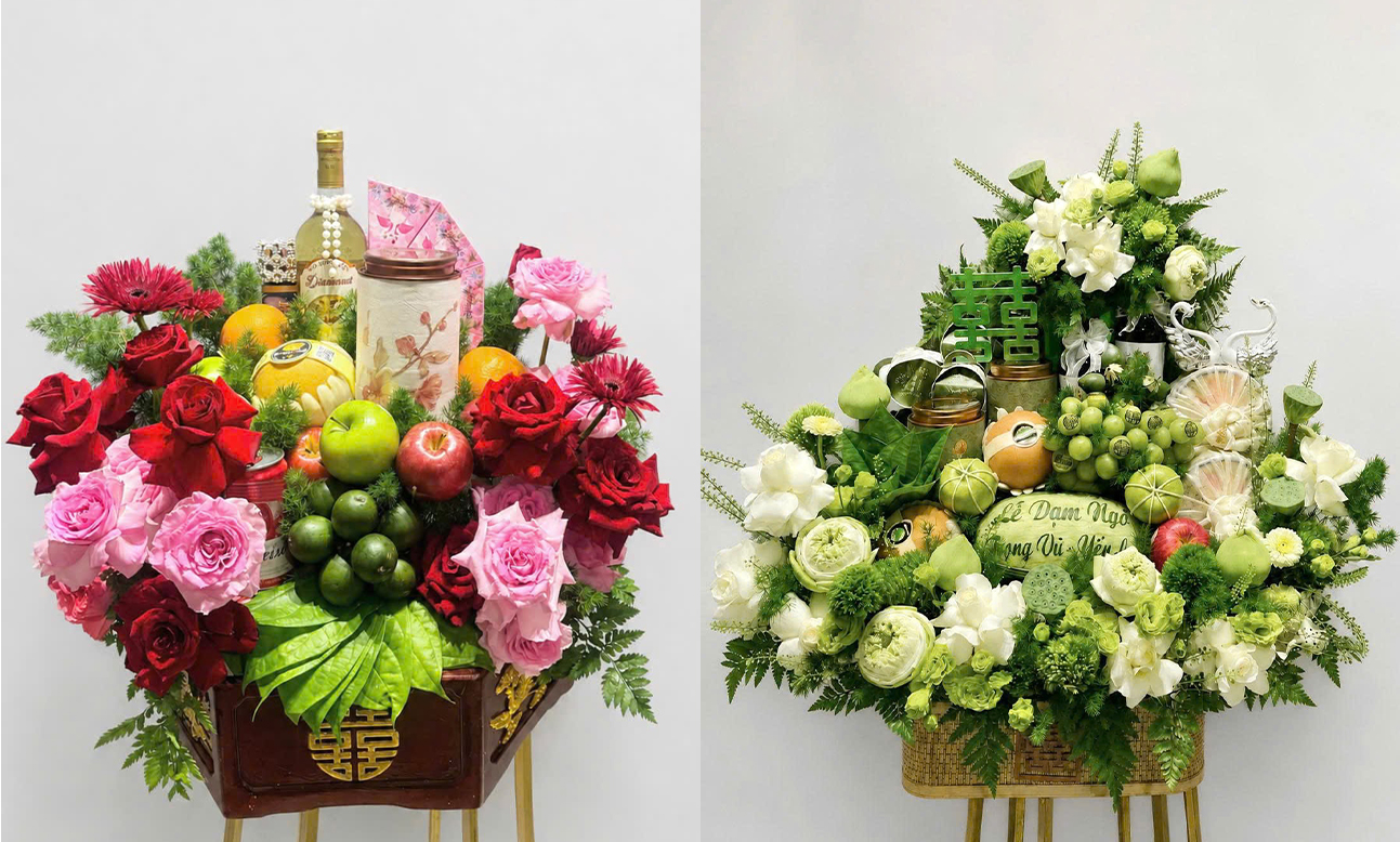 Tráp Dạm Ngõ Hoa Tươi Tân Lân Thiết Kế Đẹp